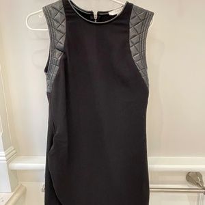 IRO black dress with real leather accents at sleeve, size EU 38